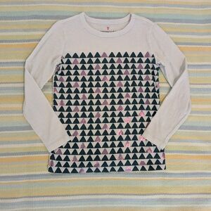 Girl's Crewcuts Triangle Print Long Sleeve Graphic Shirt Size Small 6/7